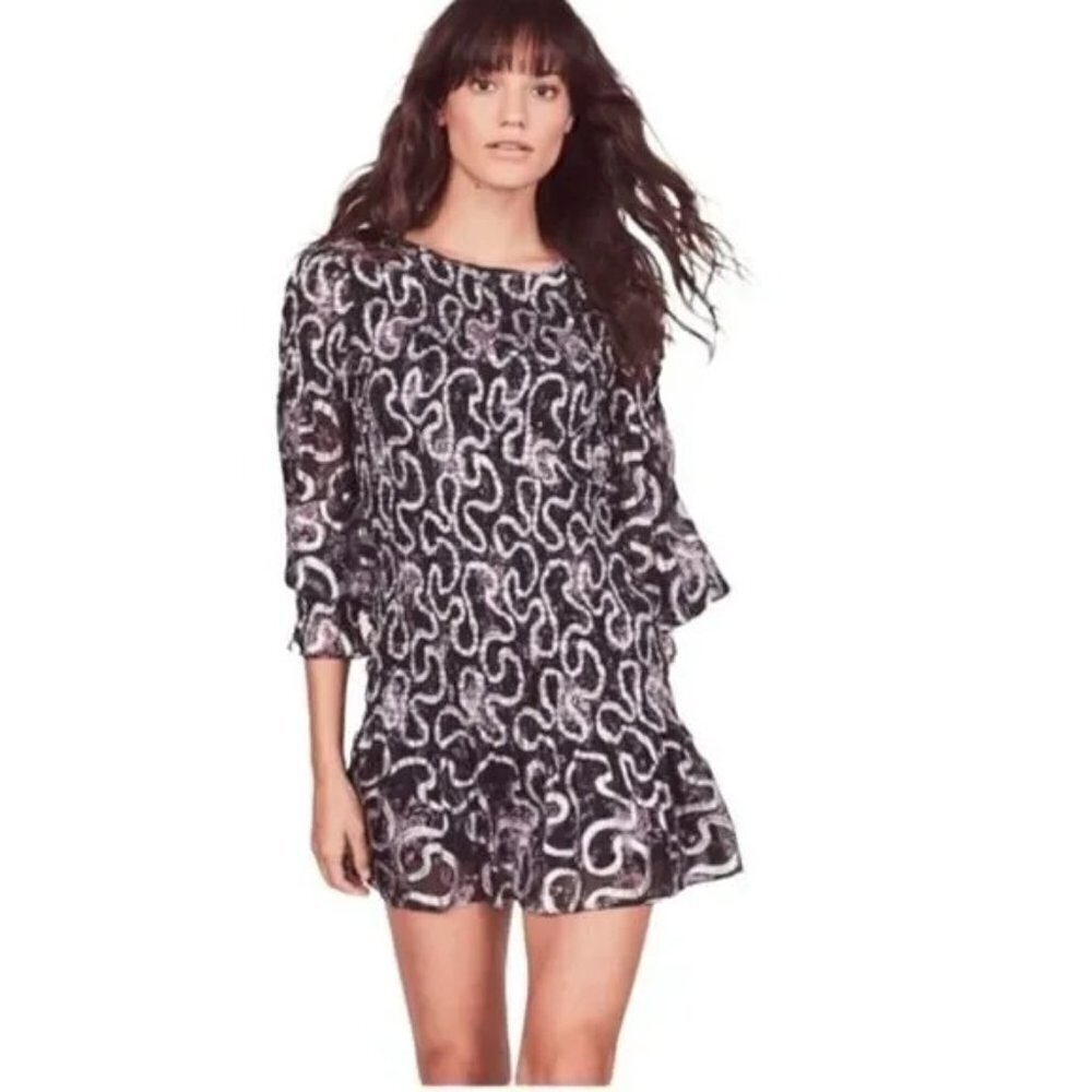 LoveShackFancy Black Silver Scarlett Mini Dress $495 - Picture 3 of 10